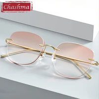 women square eyeglasses pure titanium prescription lenses men rimless optical light weight frames tint colored glass