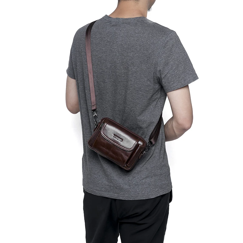 Винтажная мужская сумка мессенджер из натуральной кожи Мужская мини Дорожная