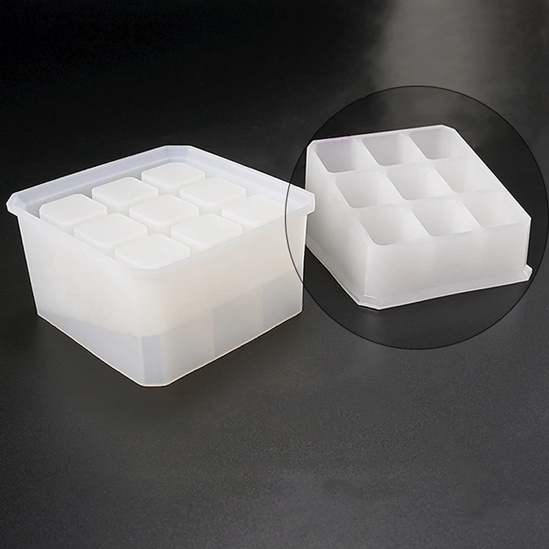 

DIY Crystal Epoxy Resin Mold Manual Storage Box Highlight Mirror Nine Square Storage Box Silicone Mold