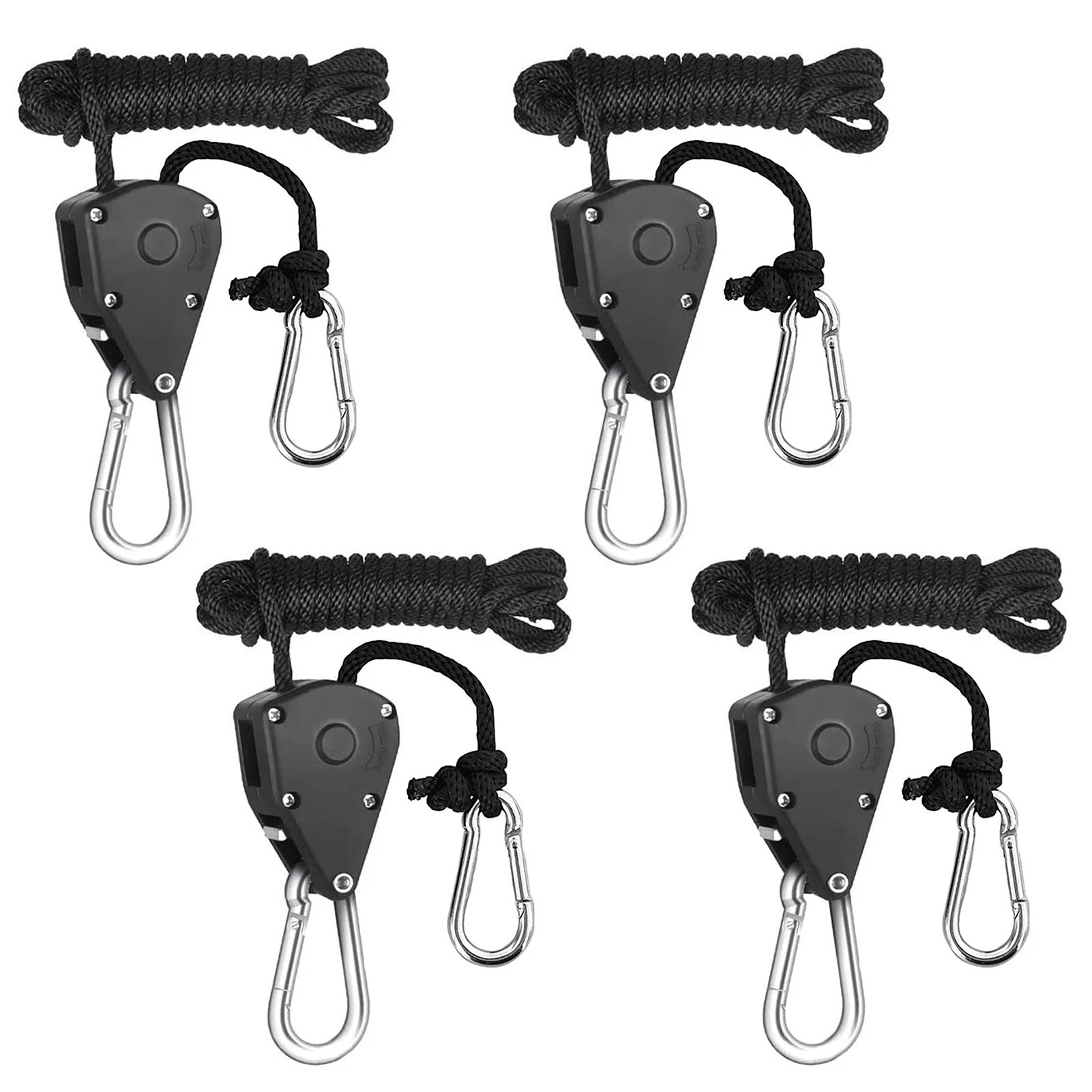 

4pcs/2pcs Pulley Ratchets Kayak and Canoe Boat Bow Stern Rope Lock Tie Down Strap 1/8 Inch Heavy Duty Adjustable Rope Hanger