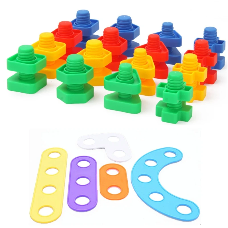 

24 Pair and 5 Nail Board Screw Building Blocks Plastic Insert Blocks Nut Shape