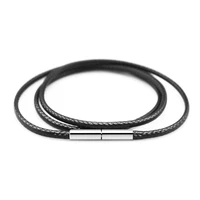 black red braided genuine leather chain necklaces for women men stainless steel magnetic buckle 40 80 cm diy jewelry gift 2021