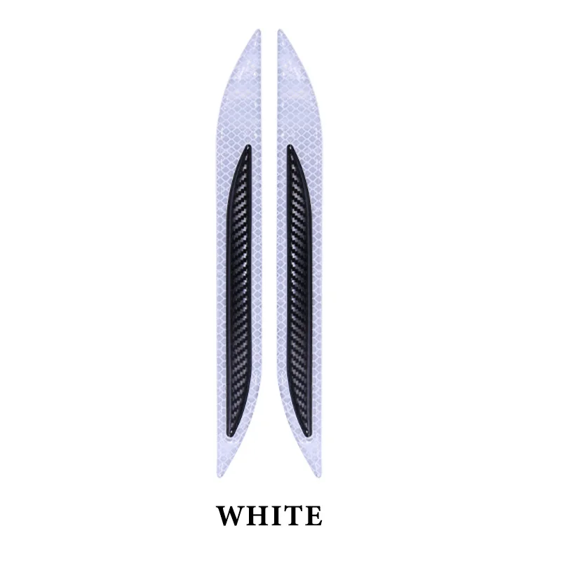 Style A White 2 шт. 3D автомобиля светоотражающие задние анти-столкновения полосы углеродного волокна бампер полоски Предупреждение льная лента Безопасный отражатель наклейки декор - Цвет: Style A White
