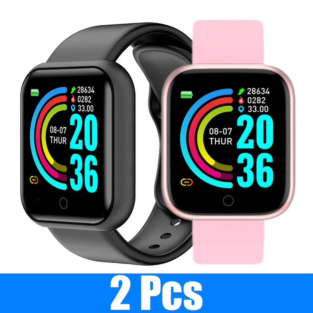 

2 PCS Y68 Smart Watch Fitness Tracker Blood Pressure Smartwatches Waterproof Heart Rate Monitor Bluetooth Smart Wristwatch