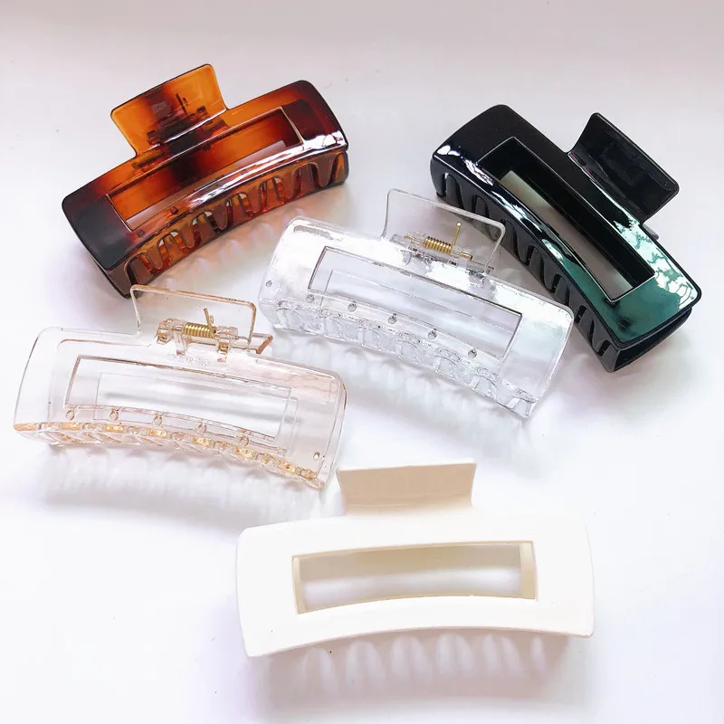 

New Large Plastic Hair Claws for Women Girls Transparent Plastic Hollow Square Hair Claw Hair Clips Hairpins Hair Accessories