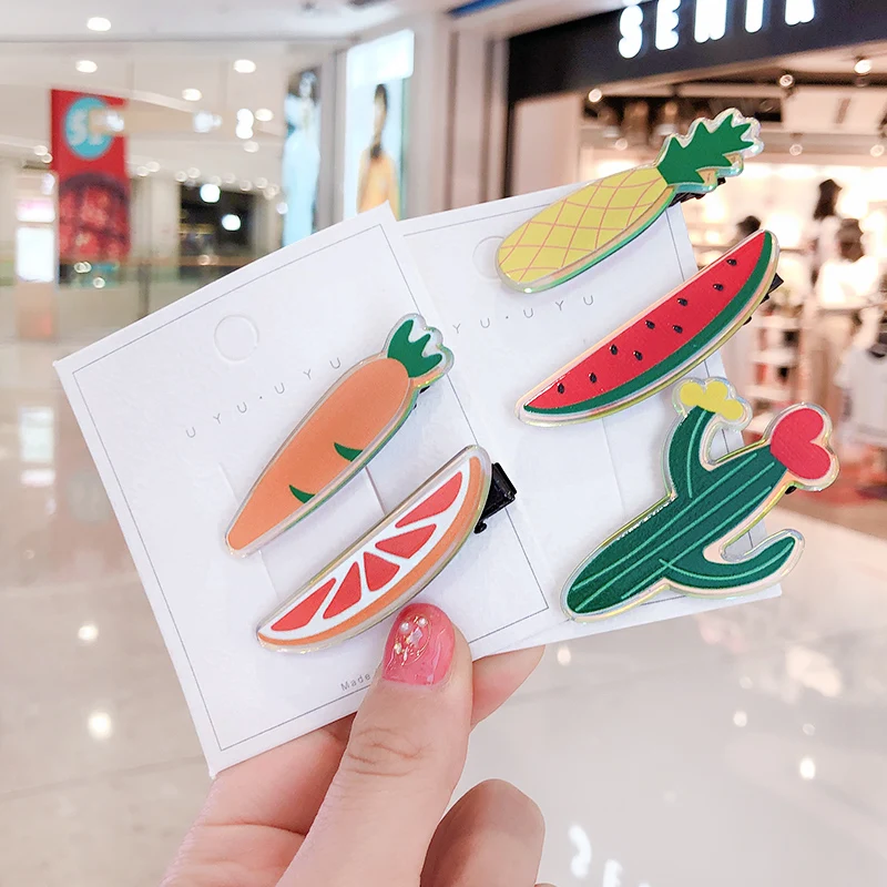 Детские милые заколки для волос в виде моркови ананаса арбуза апельсина кактуса