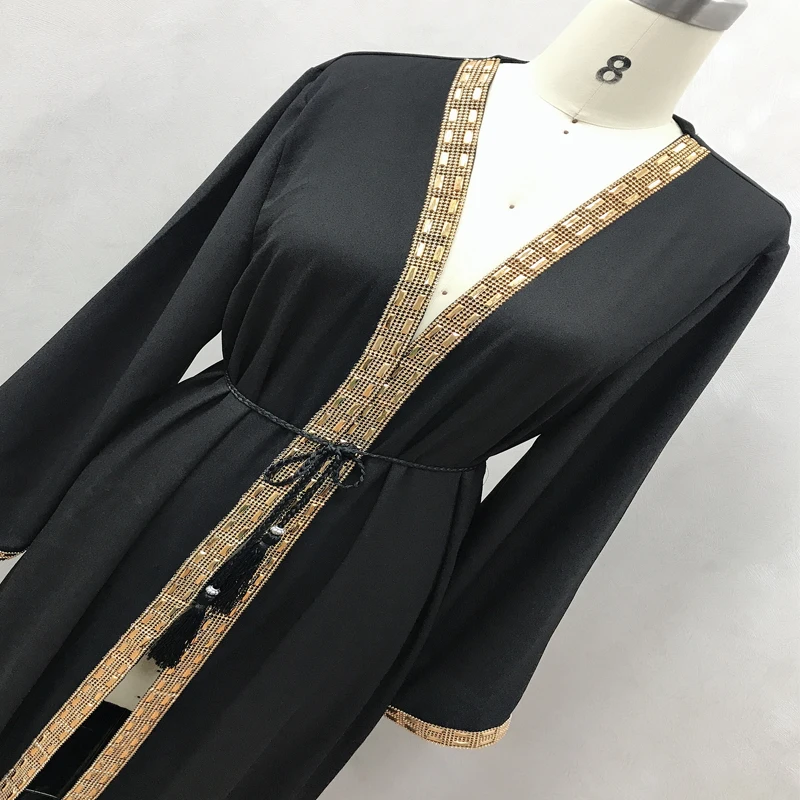 F864New мусульманское платье Абая для женщин baju мусульманский wanita марокканский
