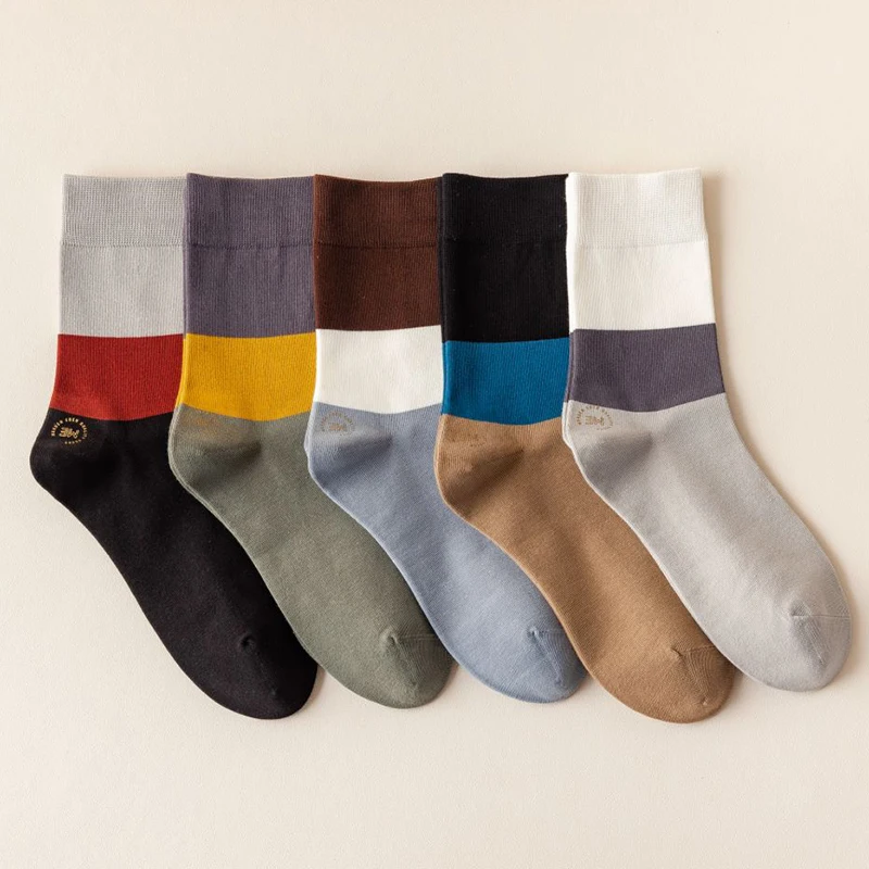 

Носки мужские зимние хлопковые в полоску, дышащие спортивные в японском стиле Харадзюку, уличные стили, 5 пар