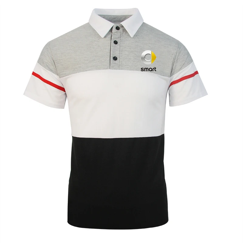 

Summer New 2021 Polo Shirt Men SMART car printing Business Casual Polos Homme Short Sleeve Striped Polo Shirt tops