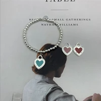 original classic enamel heart brand 4mm round bead bracelet high quality brand jewelry logo female gift
