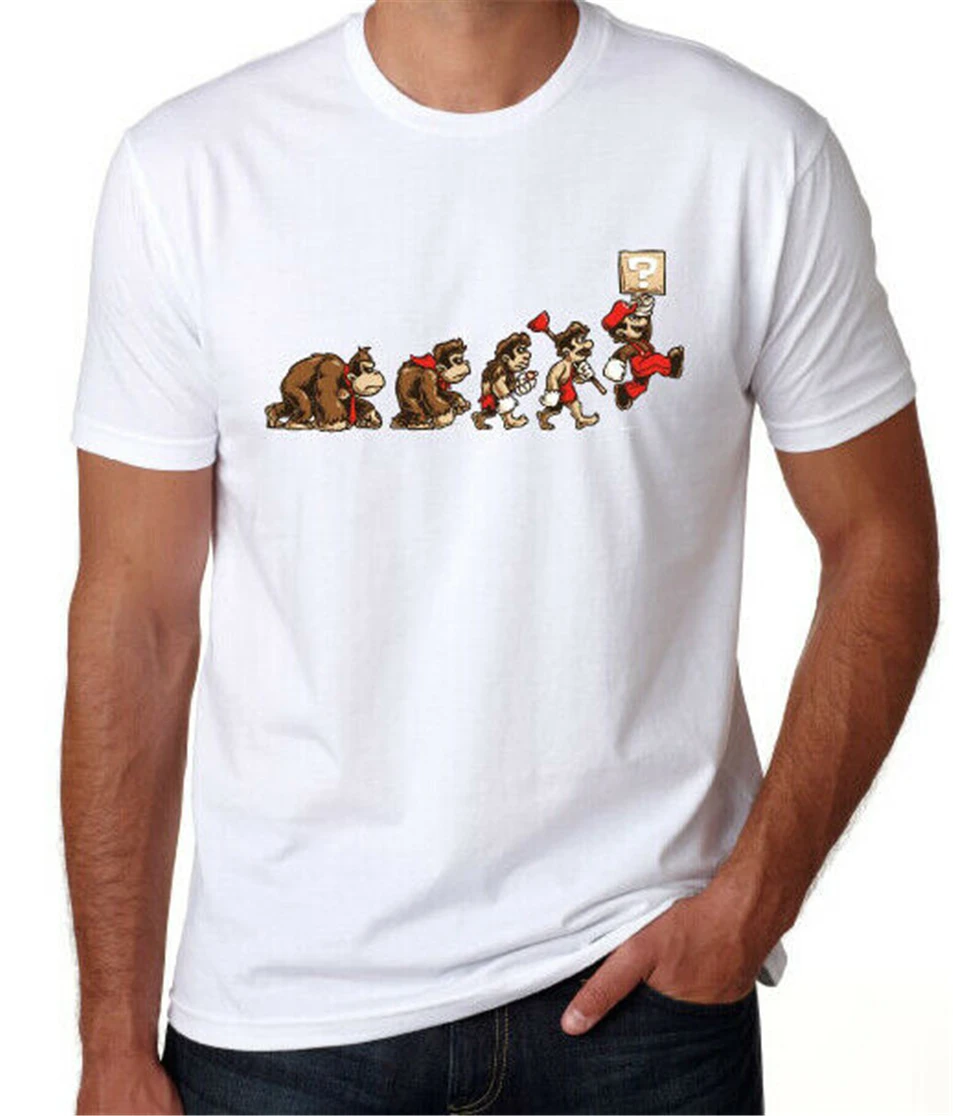 Mario Brothers Evolution Donkey Kong Gamer Power Up Ретро аркадная игра футболка для тренажерных залов