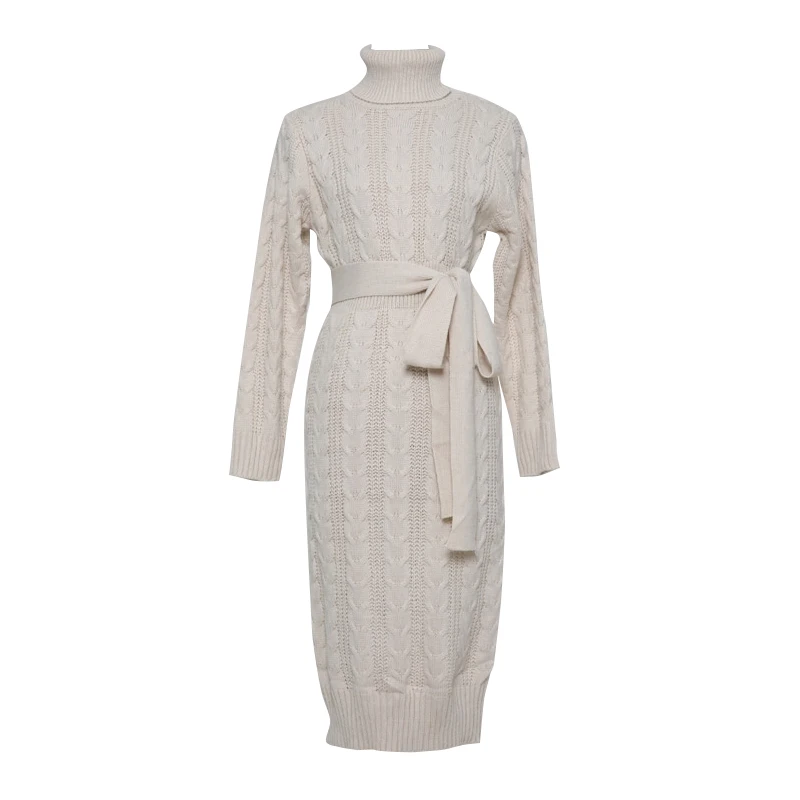 Autumn Winter Dress Vintage Women's thickening Knit Casual Long Bodycon Turtleneck Knitted Sweater Spring 2019 | Женская одежда