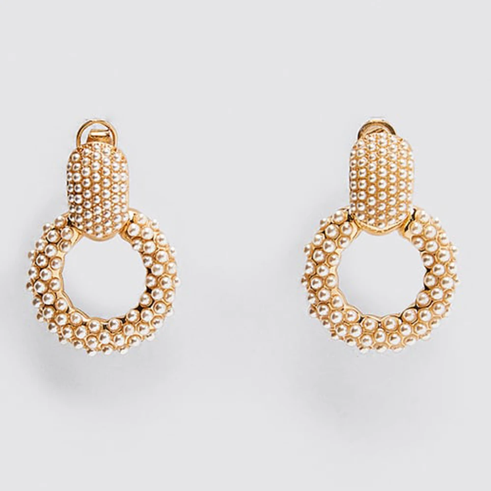 Женские серьги-подвески ZA элегантные Эффектные серьги из стекла/смолы/бисера для