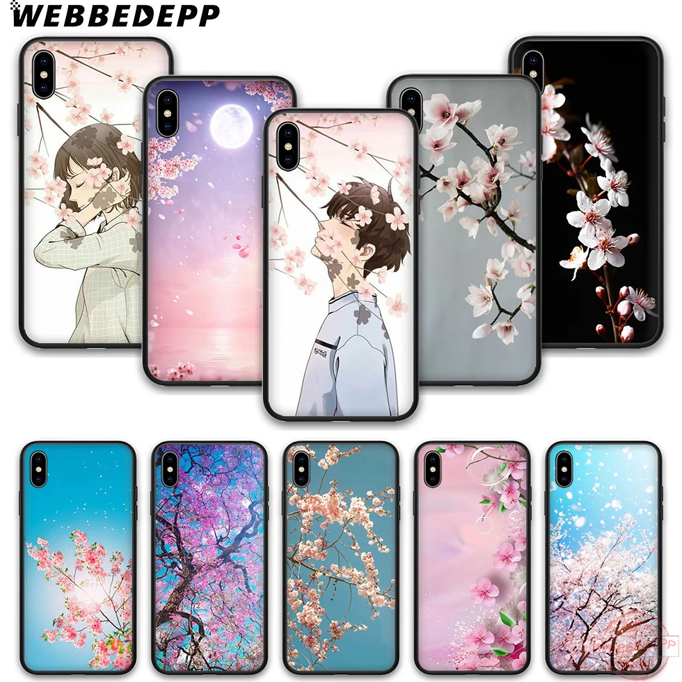 WEBBEDEPP Вишневое дерево Мягкий Силиконовый ТПУ чехол для телефона iPhone 5 6 7 8 Plus X XS XR Max