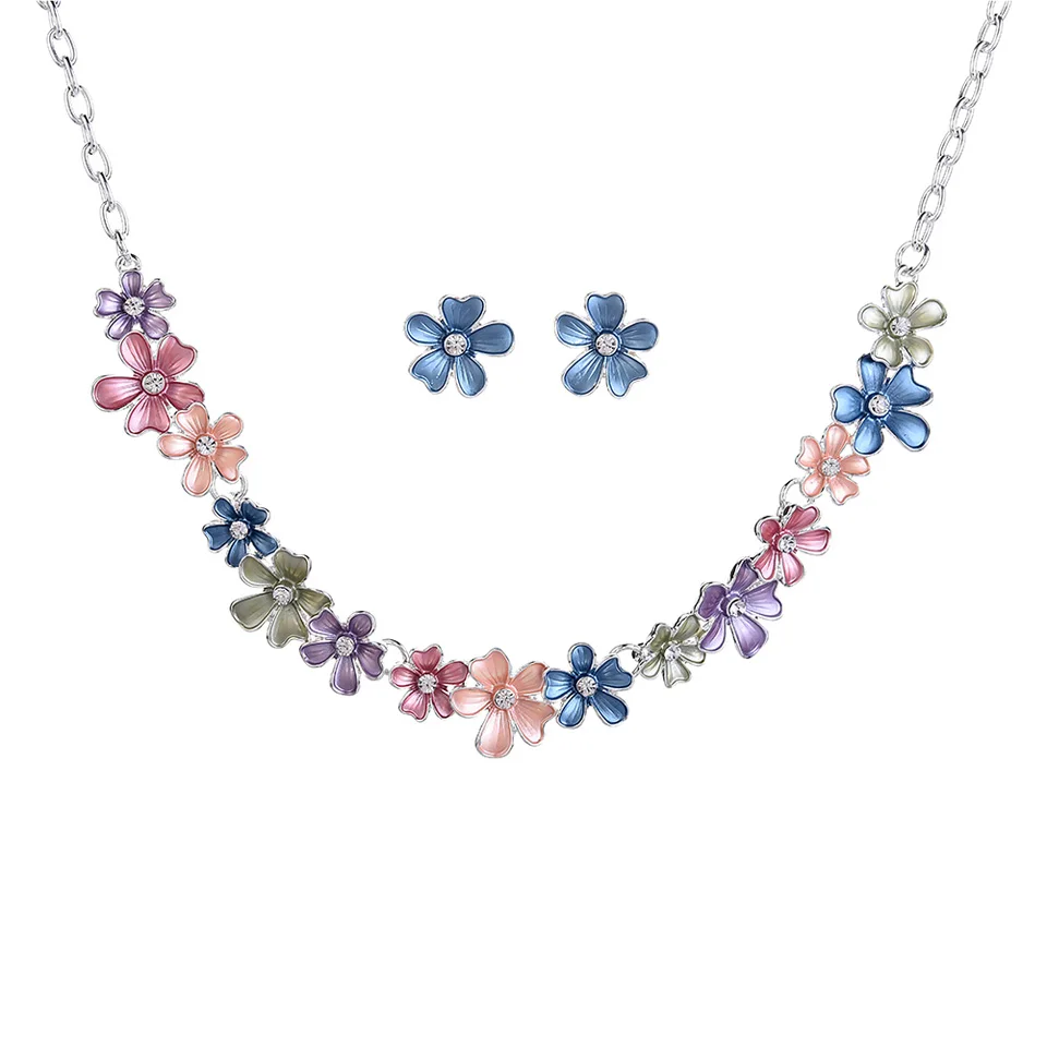 Женский свадебный набор украшений ожерелье с эмалью и розовыми Гавайскими