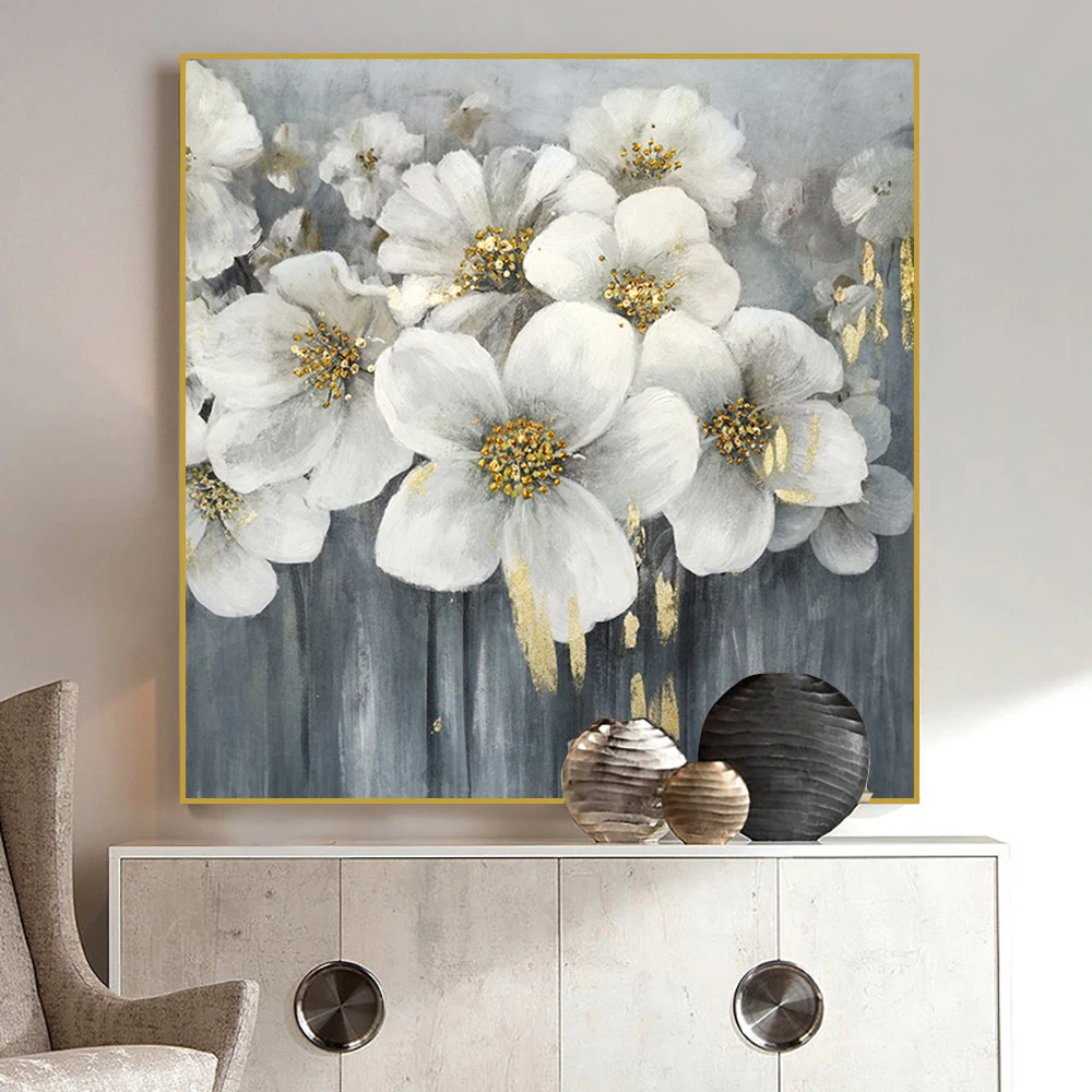 Ручная роспись ножом картина маслом современная абстрактная золотыми цветами с