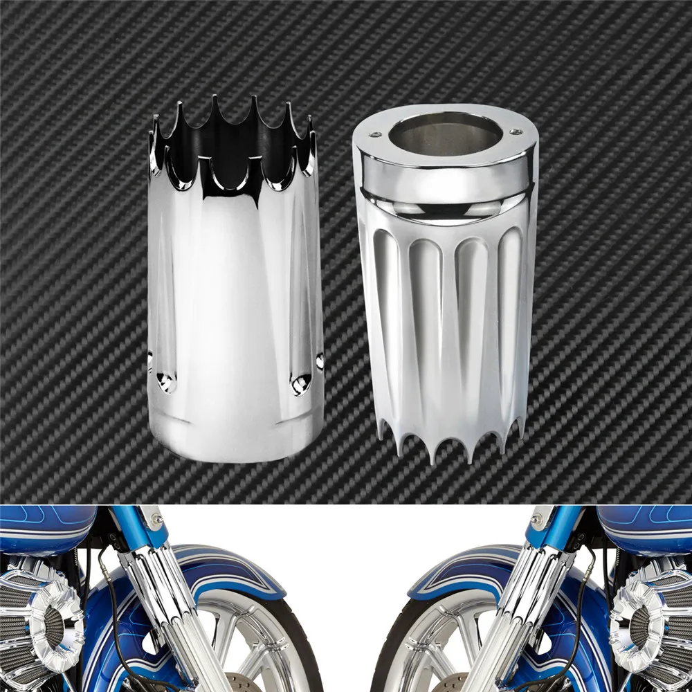 Мотоцикл CNC передняя вилка загрузки слайдер крышка Алюминий черный/хром для Harley