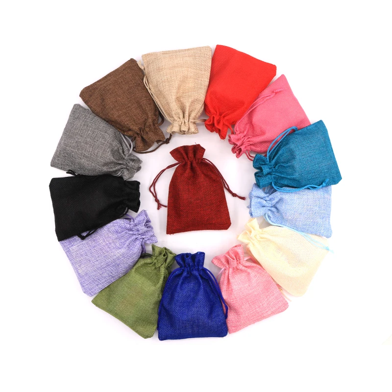 Black Jute Drawstring Bag Jewelry Packaging & Display Christmas Gift Boxes Packing Pouches 7x9cm 60pcs Candy Sachets | Украшения и