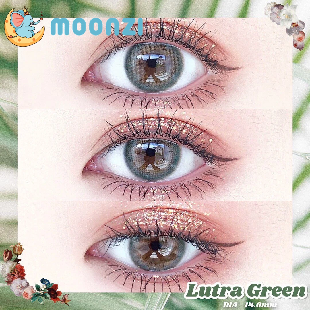 

MOONZI green leaf Colored Contact Lenses for eyes Makeup small beautiful pupil yearly 2pcs/pair Myopia prescription degrees