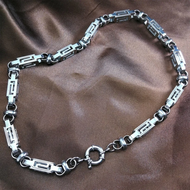 

8mm width Necklace Mens Boys Stainless Steel Silver tone Byzantine Chain 18 20 22 24 26 28 30inch N447