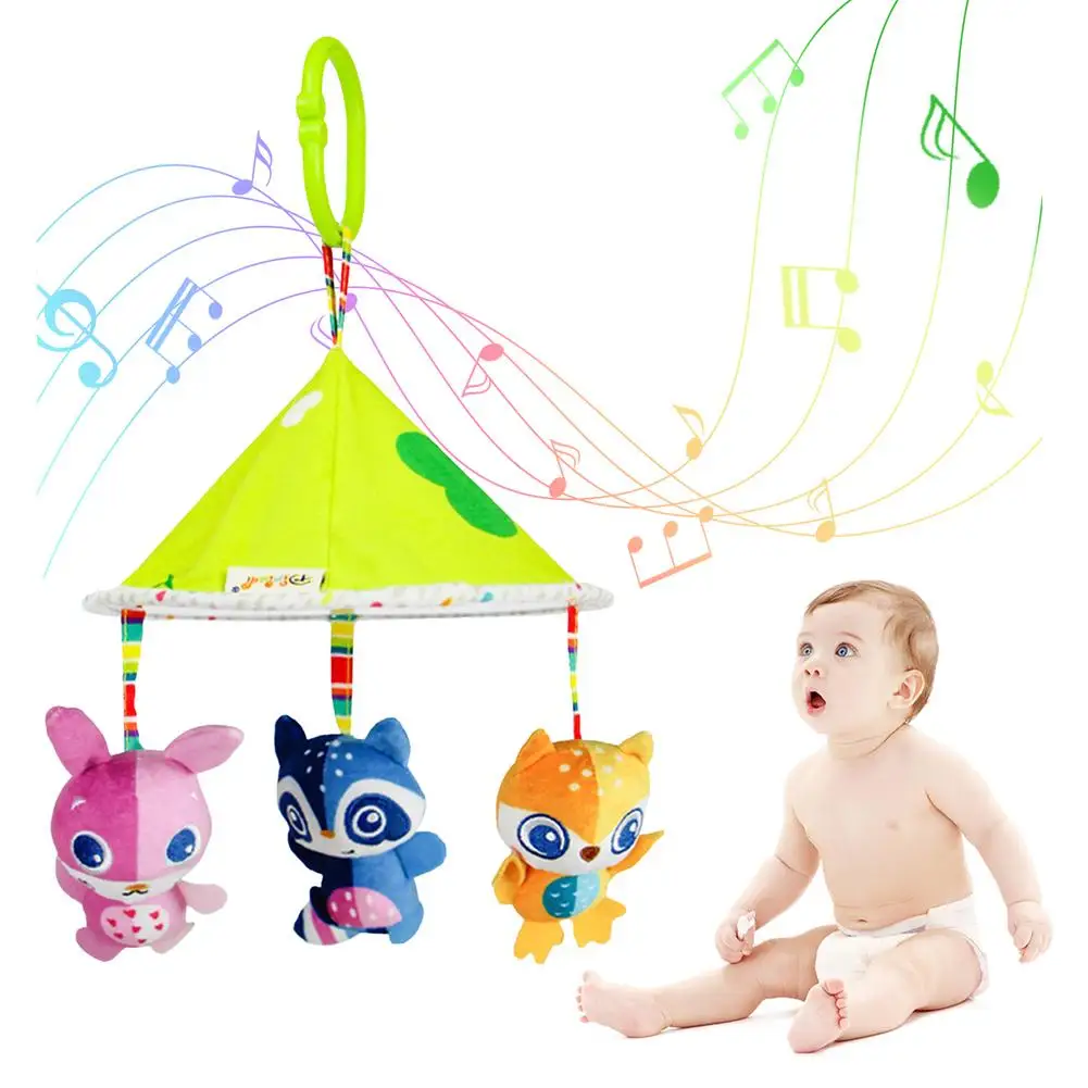 

Stroller Toys Cute Animal Plush Car Seat Toys Hangings Rattle Toys For Babies Infants Toddlers Newborns 0-5 Months