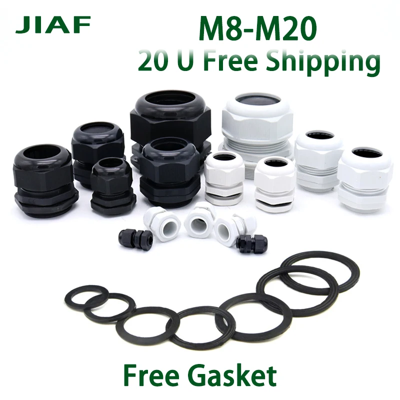 10PCs Waterproof Cable Gland Black Plastic Seal Joint Nylon M8 M10 M12 M16 M20 M25 M32 IP68 White Cable Fixing Nylon Connector