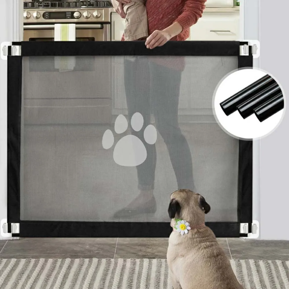 

Pet Dog Barrier Reinforced Breathable Mesh Door Gate Dogs Fence Removable Guard Isolated Cat Fence Baby Safety Separation Guard