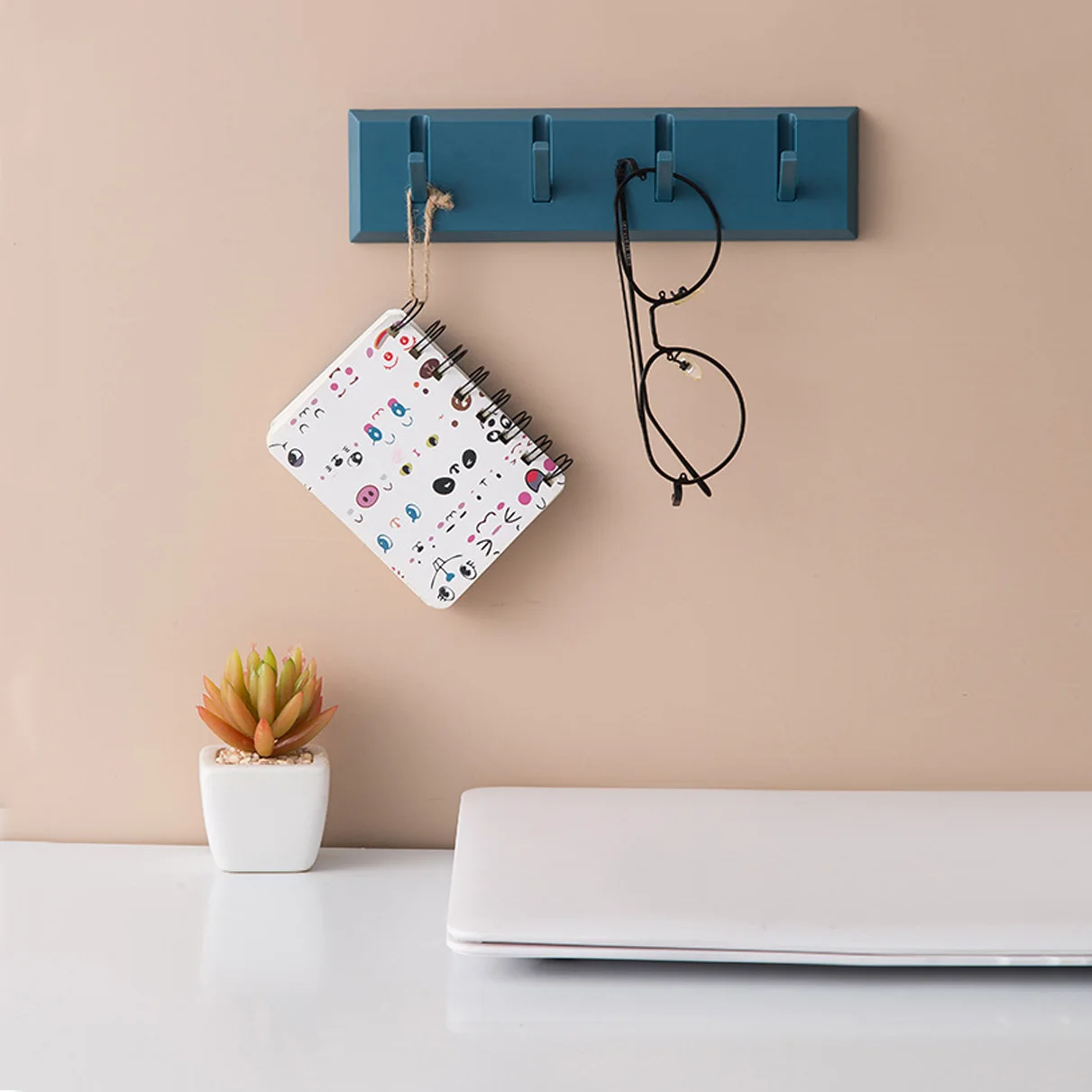 

21*5.5CM Decor Home No Mark Multi-function ABS Viscose Hooks Practical Coat Hanger Square Row Hook 4 Color
