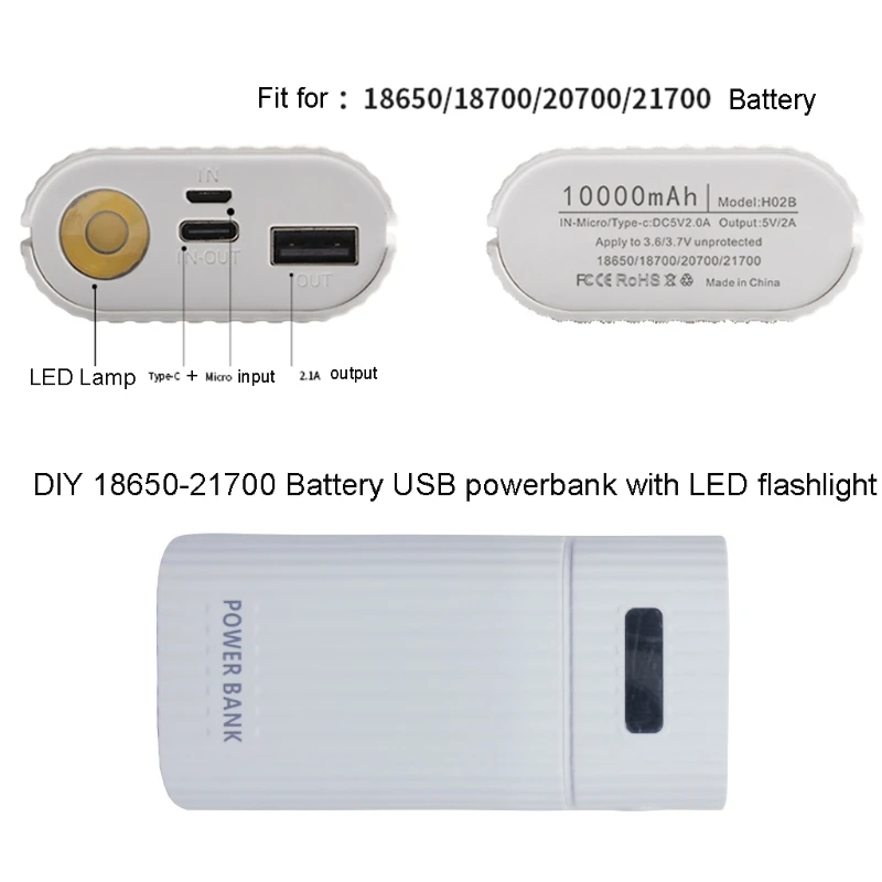 DIY USB Power Bank Kit Box чехол 18650 20700 21700 зарядное устройство адаптер с светодиодный