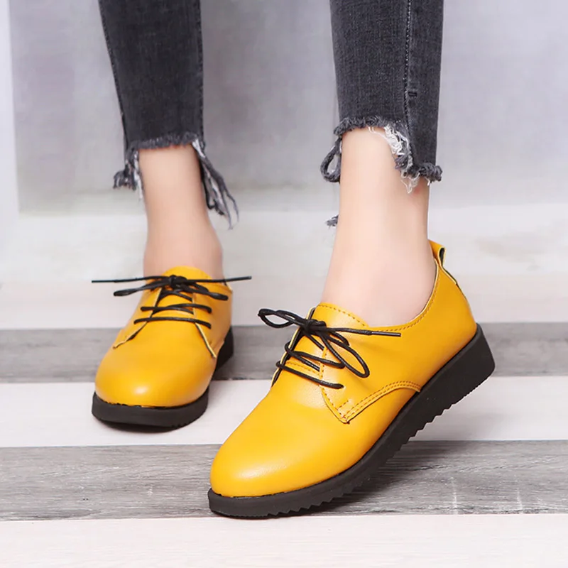 Большие размеры 34-43 женские туфли-оксфорды туфли на шнуровке из лакированной