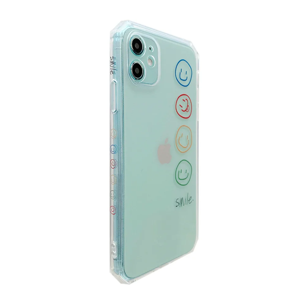 

Cartoon Color Smile Pattern Phone Cases For iPhone 12 11 Pro Max XR XS Max X 7 8 Plus clear Side Frame silicone Protect cover