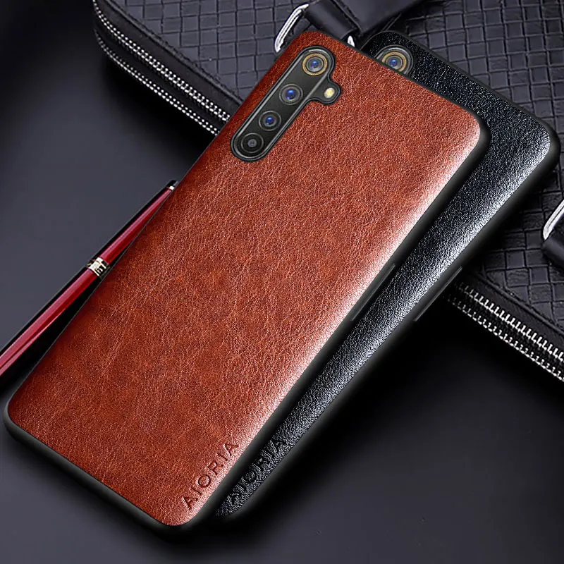 luxury pu leather case for oppo realme 6 pro 6i with business solid color design phone cover for oppo realme 6 pro case funda free global shipping