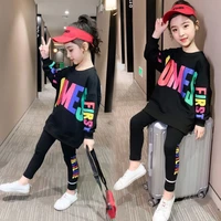 new spring autumn colored letters baby girls suit cotton hoodies sweatshirtspants kids toddler outwear children clothes