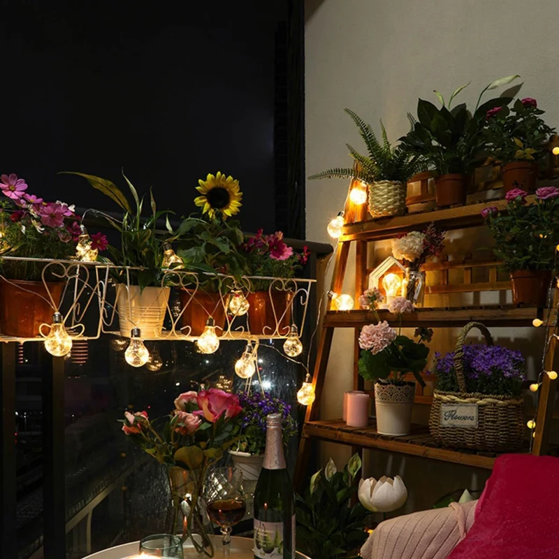 

Solar Copper Wire Lamp Bulb Lamp String Transparent G45 Bulb Courtyard Garden Outdoor Decoration Lamp 4M 10 Bulbs