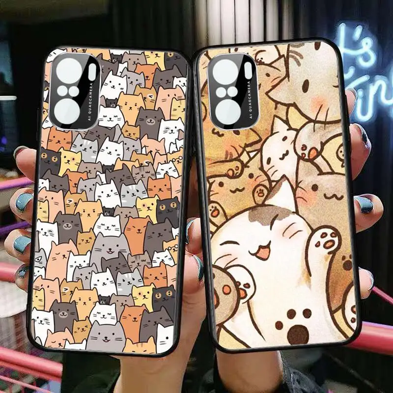 

cute cartoon cat Phone Case For xiaomi redmi POCO F1 F2 F3 X3 Pro M3 9C 10T Lite NFC Anime Black Cover Silicone Back Prett mi 10