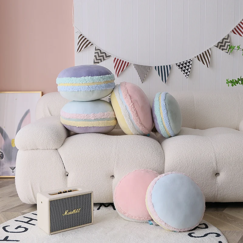 

Hot sale Round Soft Plush Filled Pillow Soft Cushion 32/40cm Macaron Shape Gift Home Decor macaron pillow