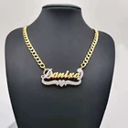 Ожерелье DODOAI с именем для мужчин и женщин, двустороннее покрытое 18-каратным золотом 3D ожерелье с именной табличкой в стиле хип-хоп, колье с надписью