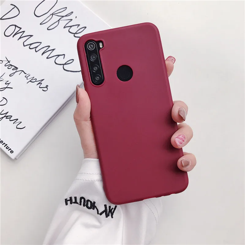 Wine red Однотонный Мягкий силиконовый чехол из ТПУ для xiaomi redmi note 8, 7, 6, 5 pro, 8a, 7a, 8tматовая задняя крышка, xiomi redmi note 8, note 8pro - Цвет: Wine red
