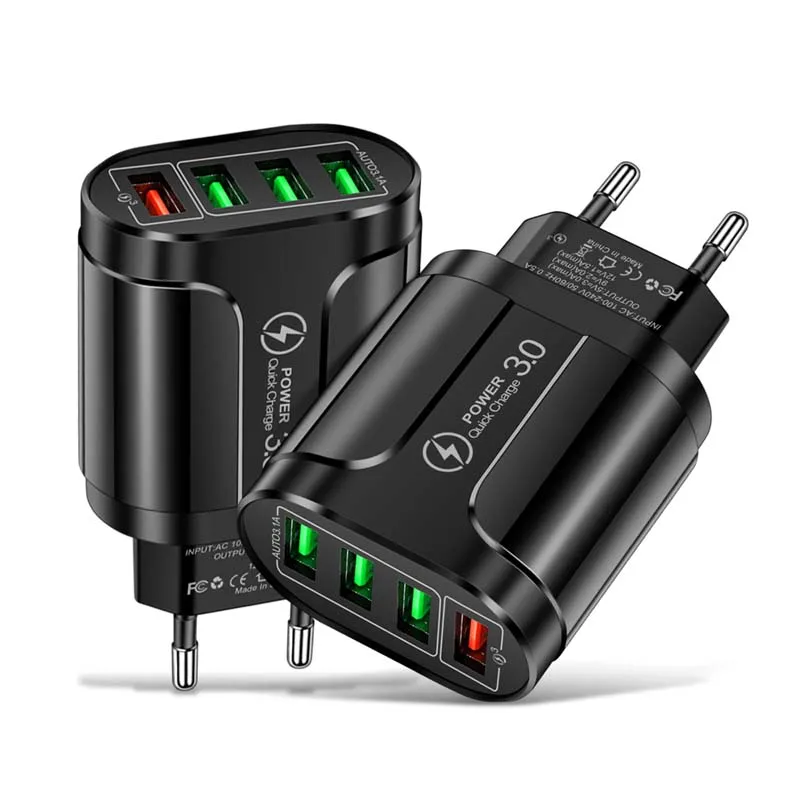 

10PCS/Lot 5.1A 4USB Charger Quick Charge 3.0 4.0 Port Fast Charging Wall Adapter For iPhone Xiaomi Samsung Mobile Phone Charger