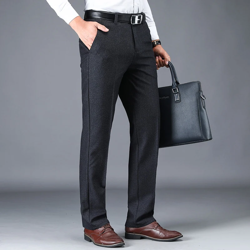 NIGRITY мужская мода бизнес случайные длинные брюки мужские эластичные прямые