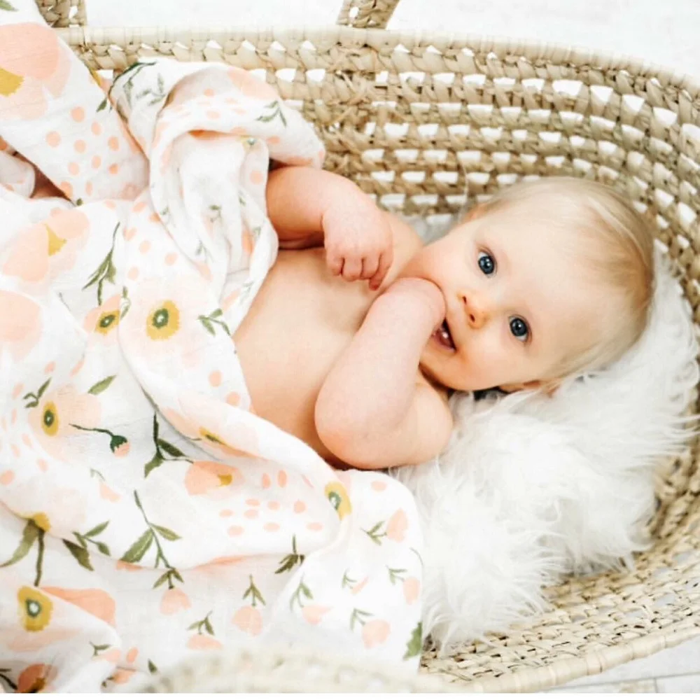 

180g 100% Bamboo Fiber Muslin Blanket Print Floral Baby Bedding Bath Towels Blankets Newborn For Babies Swaddle Wrap Receiving