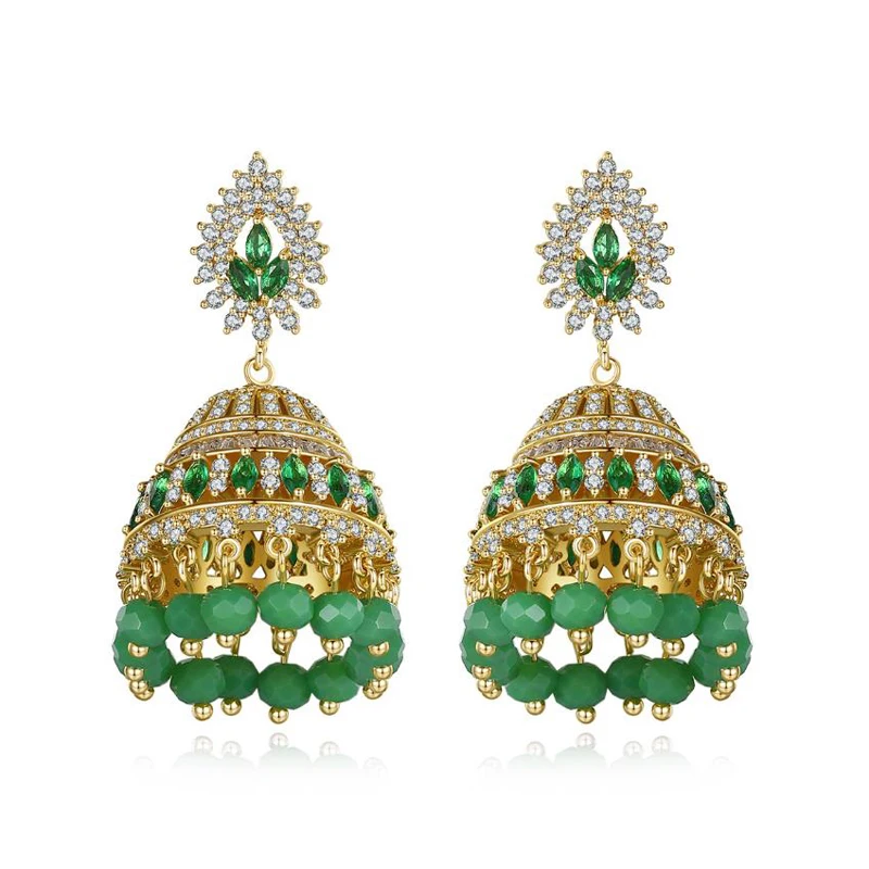 Роскошные индийские Висячие серьги Jhumka в форме Болливуда бусины Jhumki с кисточками