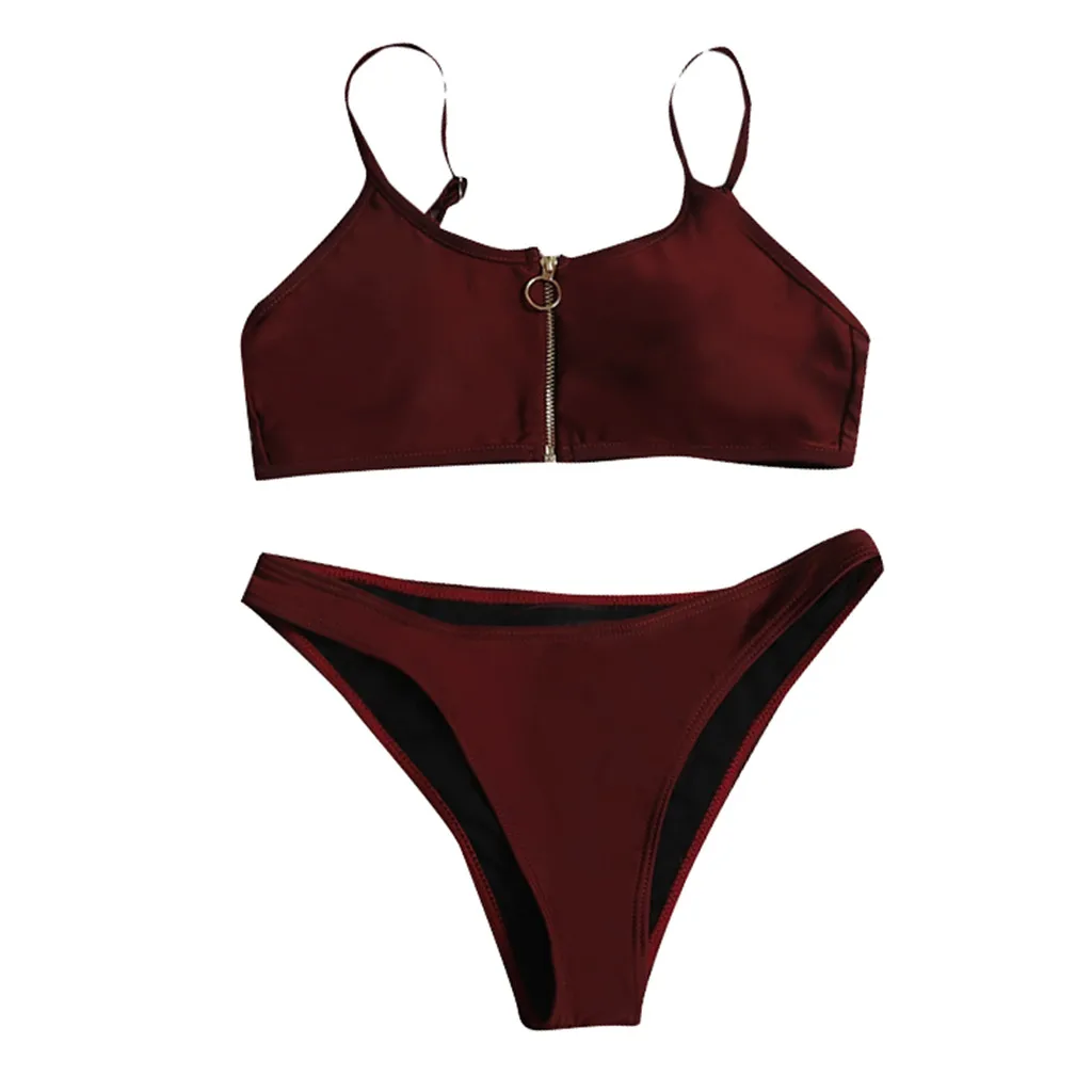 Сексуальное Кружевное бикини на молнии со средней талией и пуговицами комплект