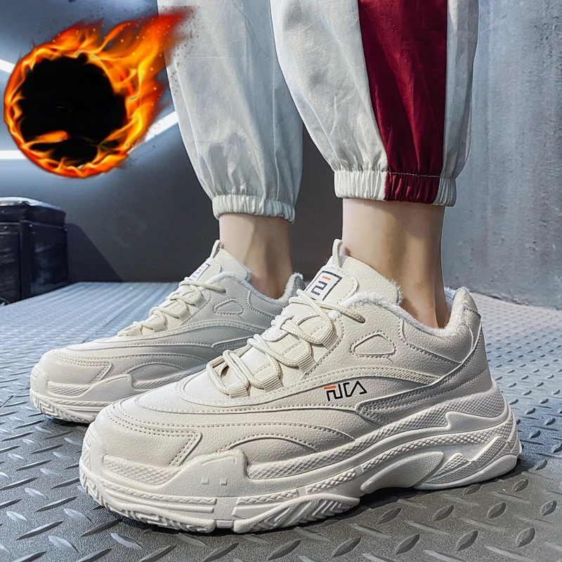 

Кроссовки мужские на толстой подошве, спортивная обувь с бархатной подкладкой, на платформе, в Корейском стиле, зимние