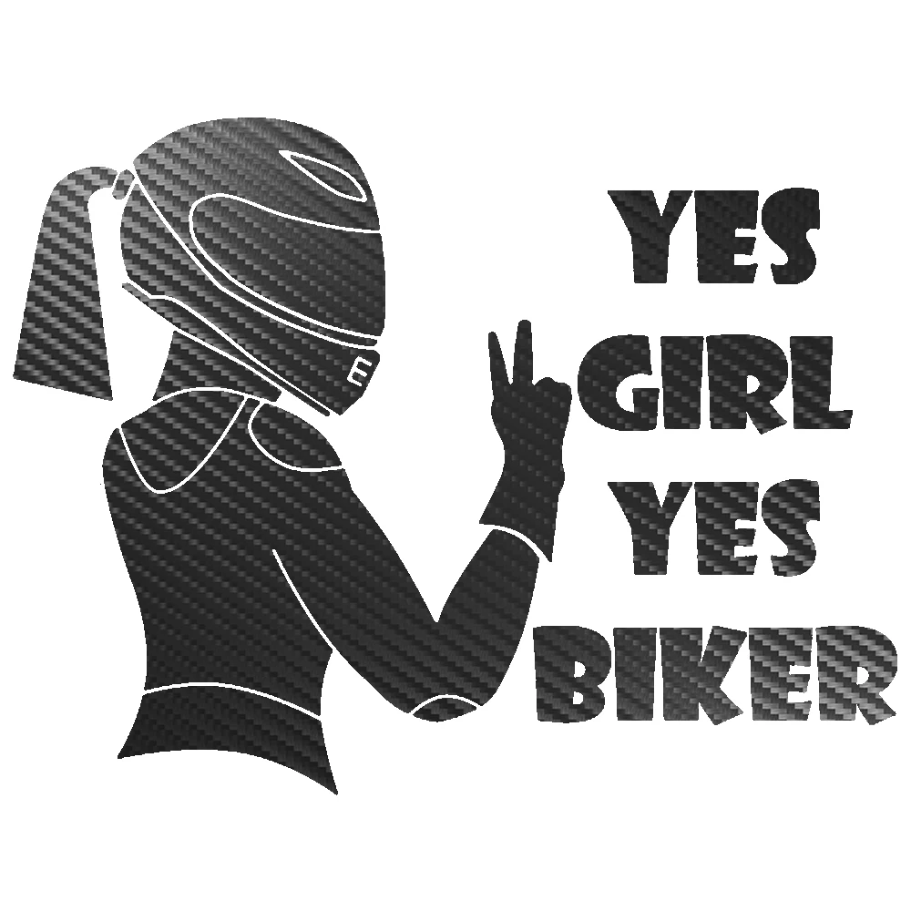 

1 piece Girl Yes Biker Carbon Fiber Vinyl Car Stickers 3D JDM Funny Stickers on Auto Motorcycle Decals for Car,15cm*9cm