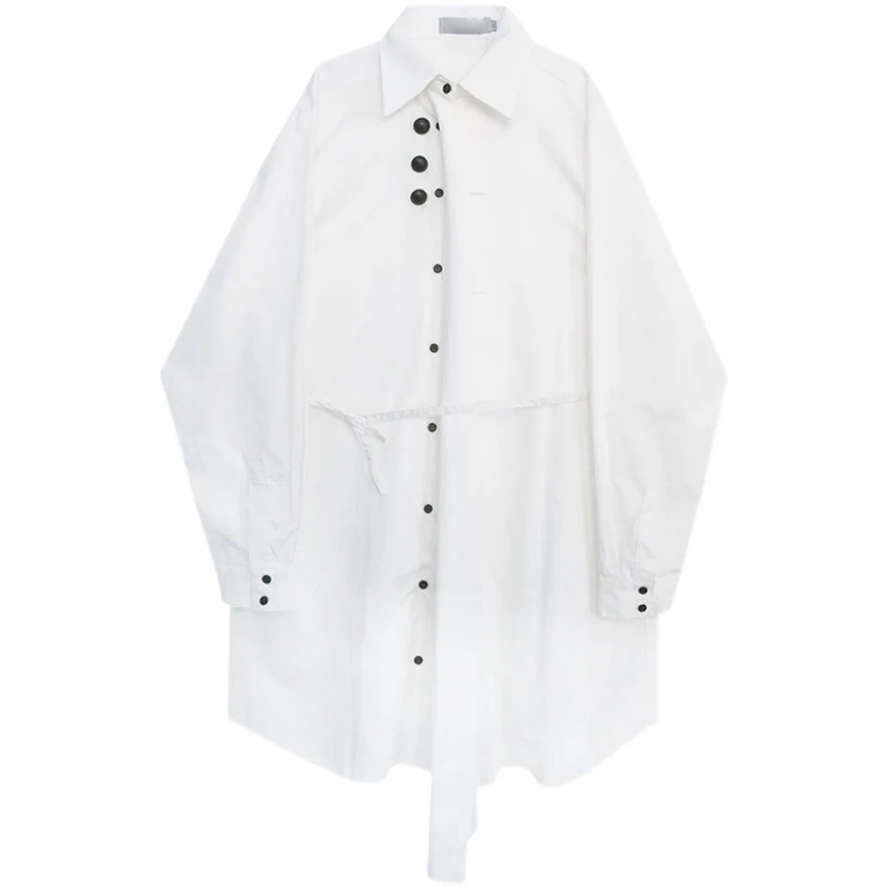 

XITAO Single Breast Blouse Fashion New Full Sleeve White Black Small Fresh 2021 Summer Goddess Fan Casual Style Shirt LDD1769