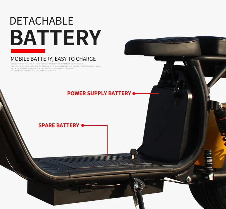 Двухколесный скутер Citycoco хорошего качества с широкими шинами и COC/EEC