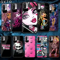 qxtq anime high monsters tempered glass phone case bag cover for xiaomi redmi note 7 8 9 10 a c t s pro k 30 40 prime hot back