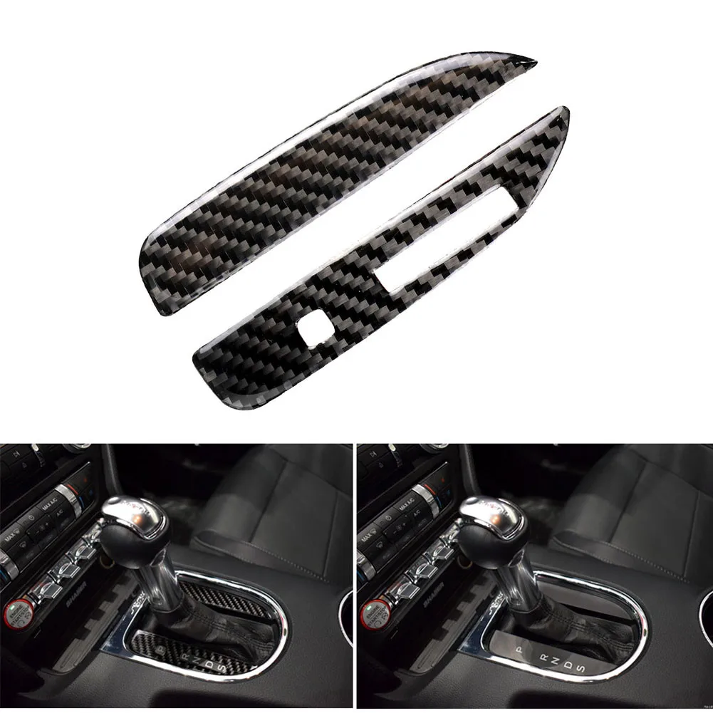 

Car Interior Gears Panel Decorative Cover Sticker For Ford Mustang Accessories Shifting Piece Carbon 2015 2016 2017 Decor