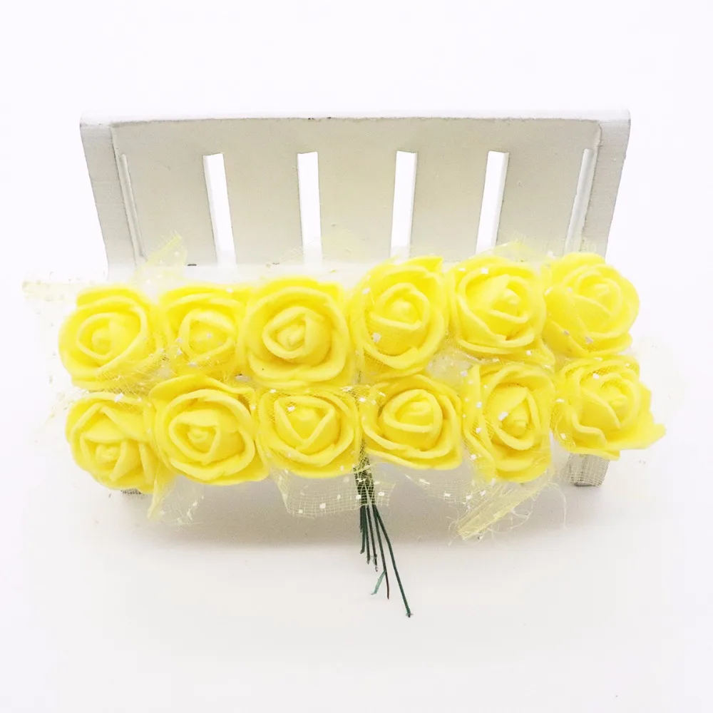36/72/144 шт. 2 см мини пены PE розы, искусственные цветы для дома Свадебное Оформление автомобиля плюшевый мишка венок букет искусственных цветов